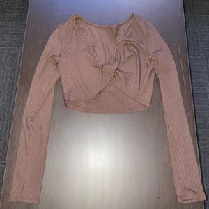 twist front rib-knit crop top